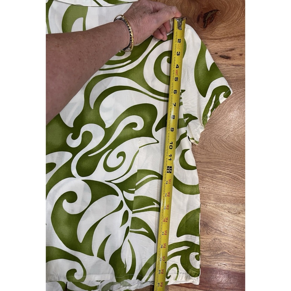 Vintage Hawaiian Reserve Women's M Short Sleeve Tropical Shirt Green White - Picture 4 of 6